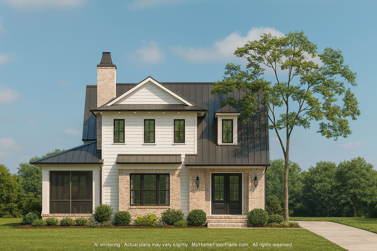 Traditional Home Plan with 2 Floors, 4 Bedrooms, and Open CAD Designs