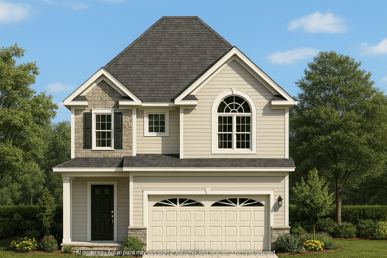 Traditional Home Plan with 3 Bedrooms, Vaulted Ceilings & Open Layout