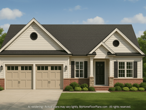 Traditional Home Plan with CAD Blueprint Spacious 54' x 54' Design