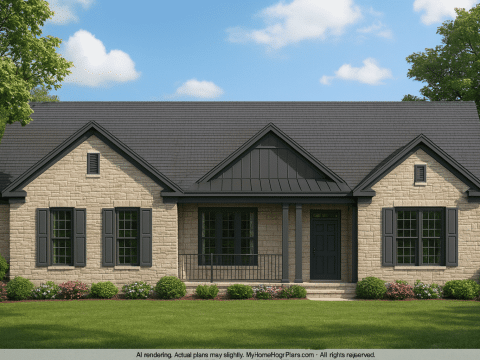Traditional Home Plan with CAD Blueprint and Open Floor Design