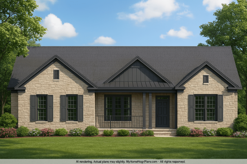 Traditional Home Plan with CAD Blueprint and Open Floor Design