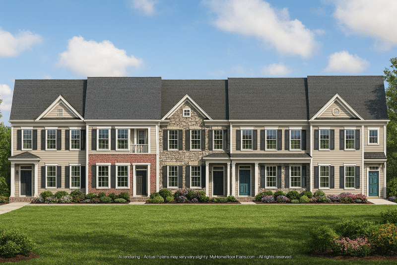 Traditional Townhome Floor Plan with Colonial Revival Design