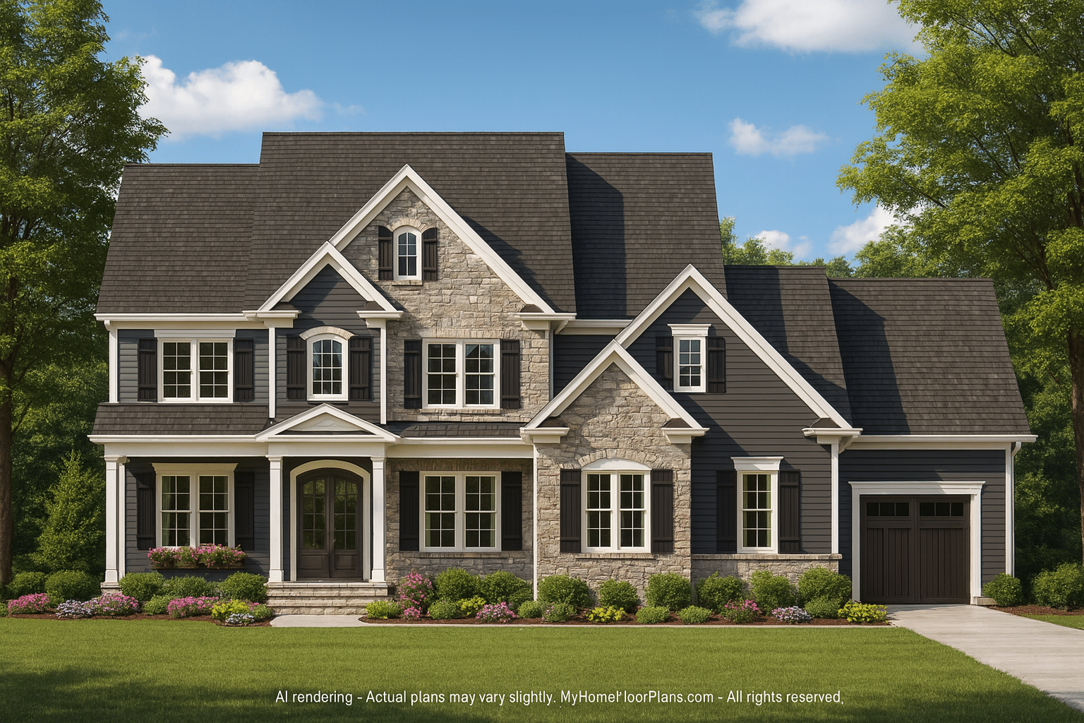 Versatile 3-Story House Floor Plan with Vaulted Ceilings & Open Layout