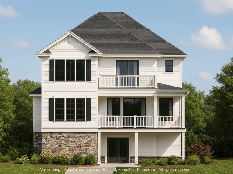 Well-Designed Beach House Plan with 3 Floors and CAD Blueprints
