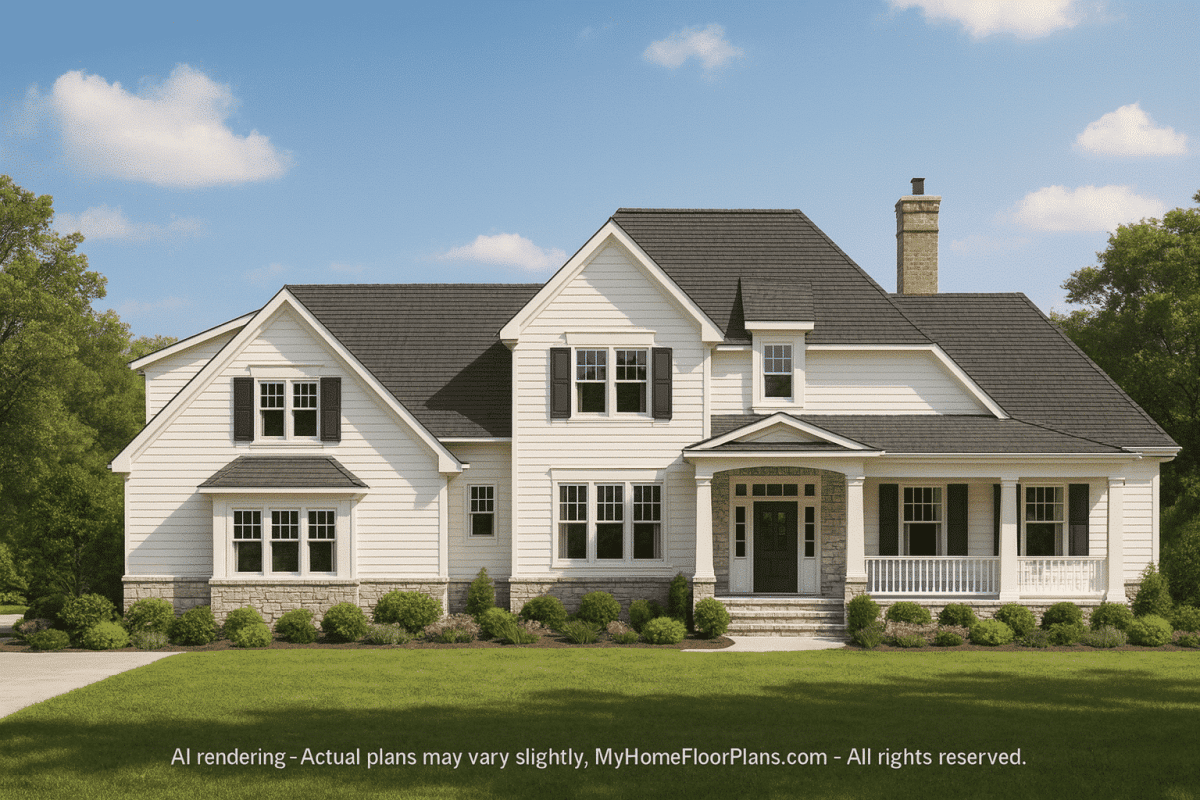 2-Story Architectural Floor Plan with CAD 3,201 Sq Ft Beach-Inspired Design