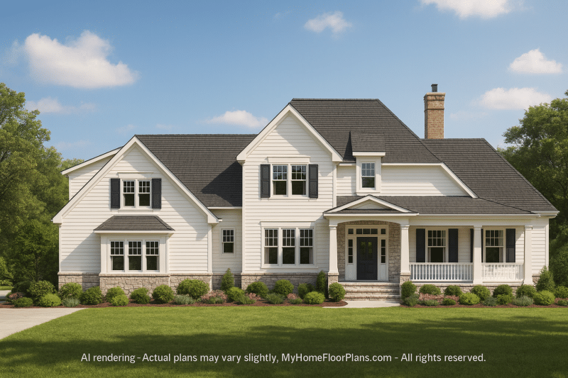 2-Story Architectural Floor Plan with CAD 3,201 Sq Ft Beach-Inspired Design
