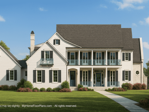 2-Story Cabin House Plan with Open Floor Plan & Basement