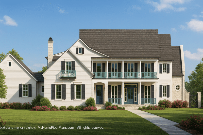 2-Story Cabin House Plan with Open Floor Plan & Basement