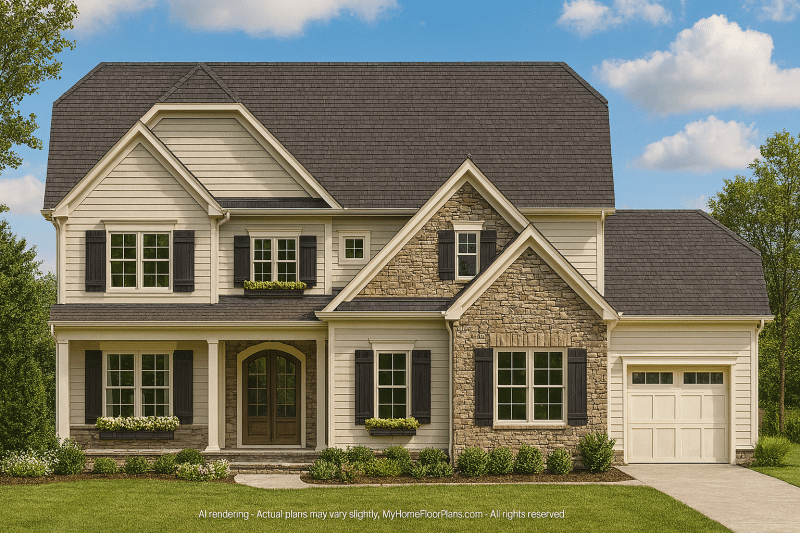 3-Story Traditional House Plan with 5 Bedrooms & Luxurious Design