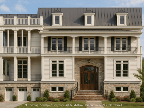 Beach Home Plan with 4 Bedrooms, Elevator & Open Coastal Layout
