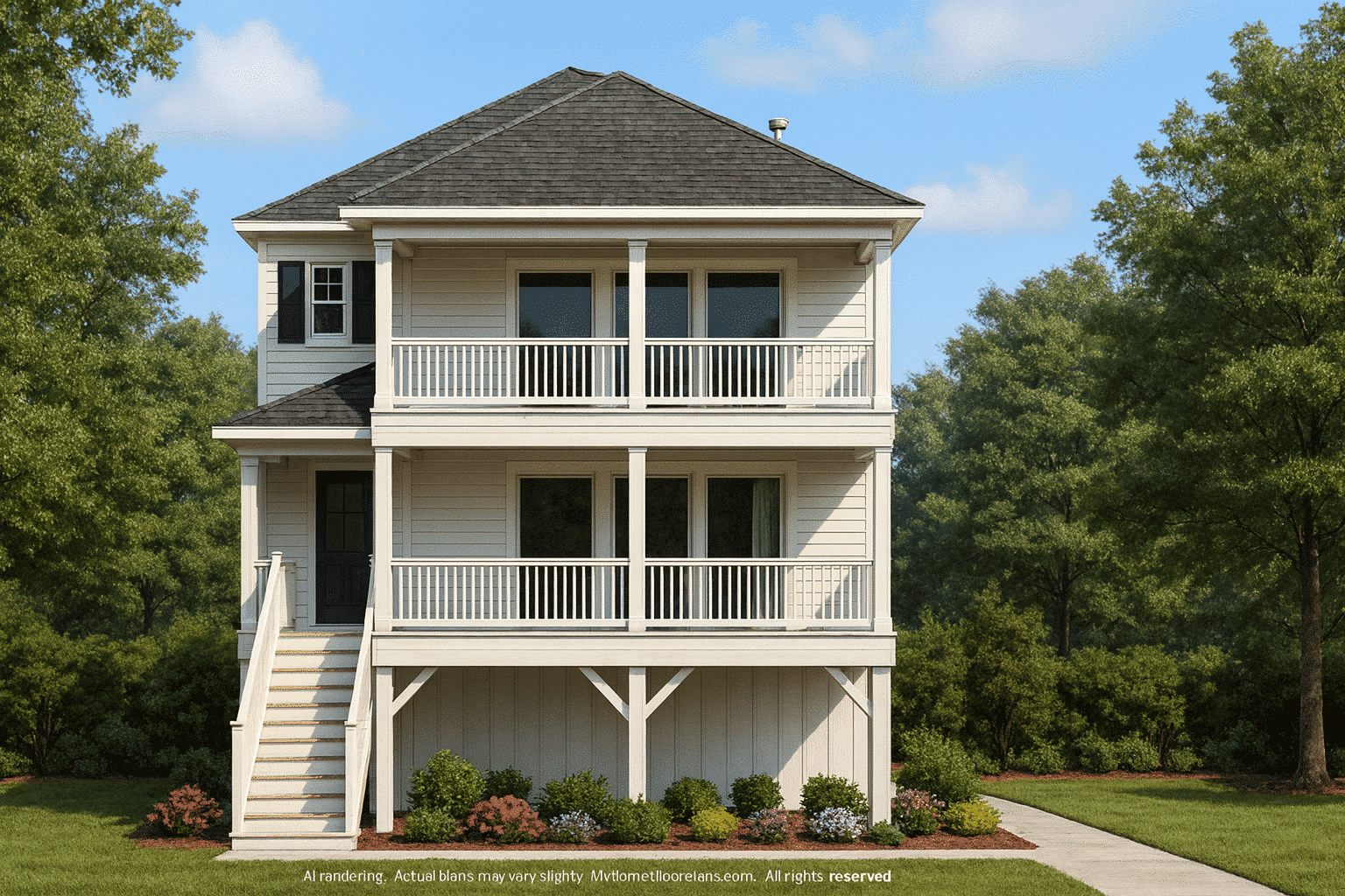 Beachfront 2-Story House Plan with Elevator and CAD Blueprints