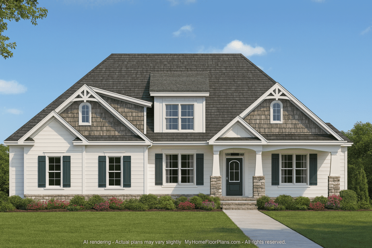 Beautiful 1.5 Story Home Plan with Bonus Room & CAD Blueprint