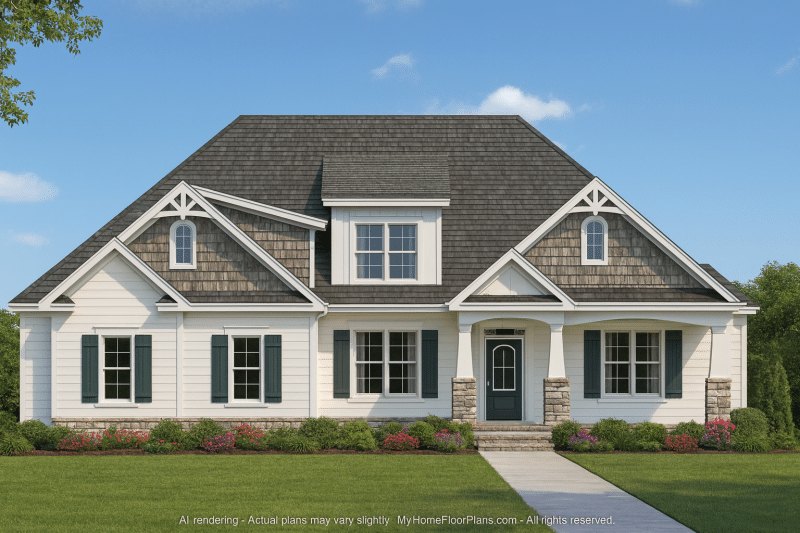 Beautiful 1.5 Story Home Plan with Bonus Room & CAD Blueprint