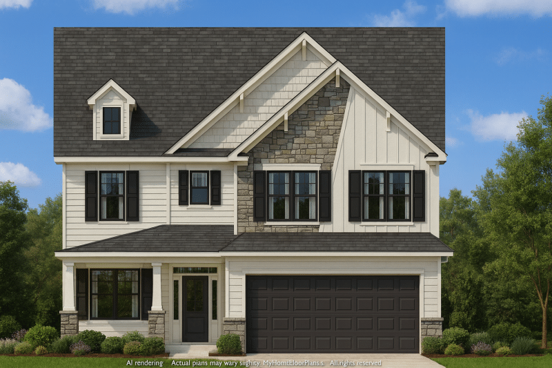 Beautiful 2-Story Home Plan with 4 Bedrooms and 2-Car Garage