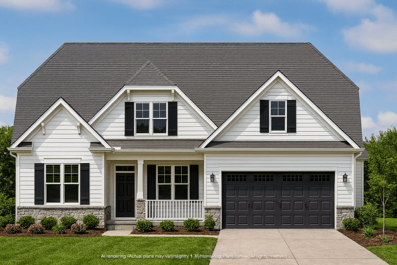 Charming 1.5-Story House Plan with Craftsman Design & Detailed Blueprints