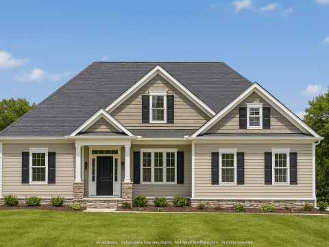Charming Craftsman Home Plan with 2 Floors & CAD Blueprints