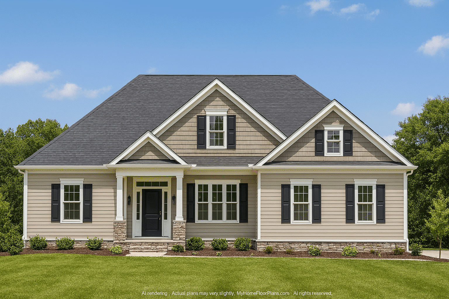 Charming Craftsman Home Plan with 2 Floors & CAD Blueprints