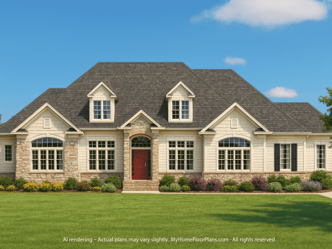 Classic 1-Story House Plan with Open Floor Blueprint