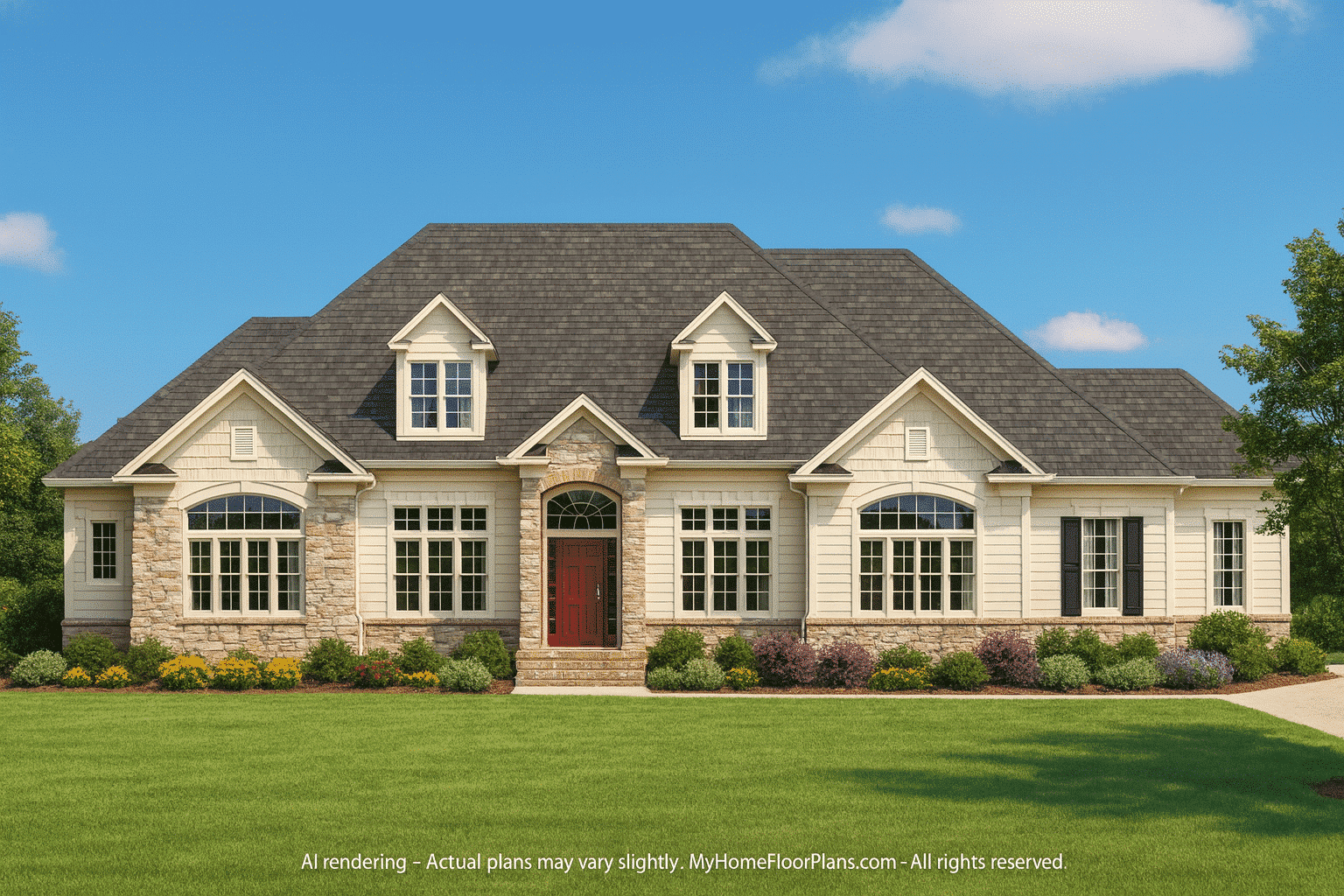 Classic 1-Story House Plan with Open Floor Blueprint