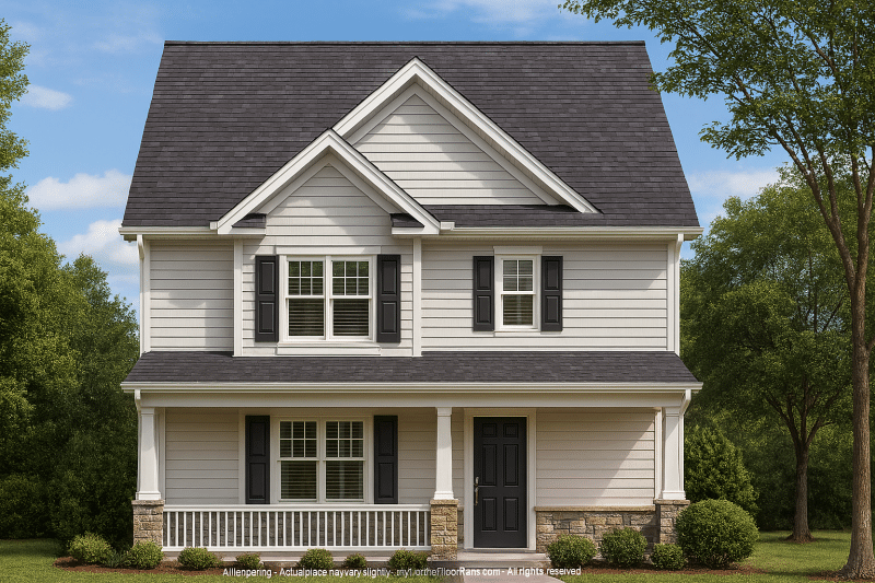 Classic 2-Bedroom Home Plan with Detailed Floor Blueprint Designs