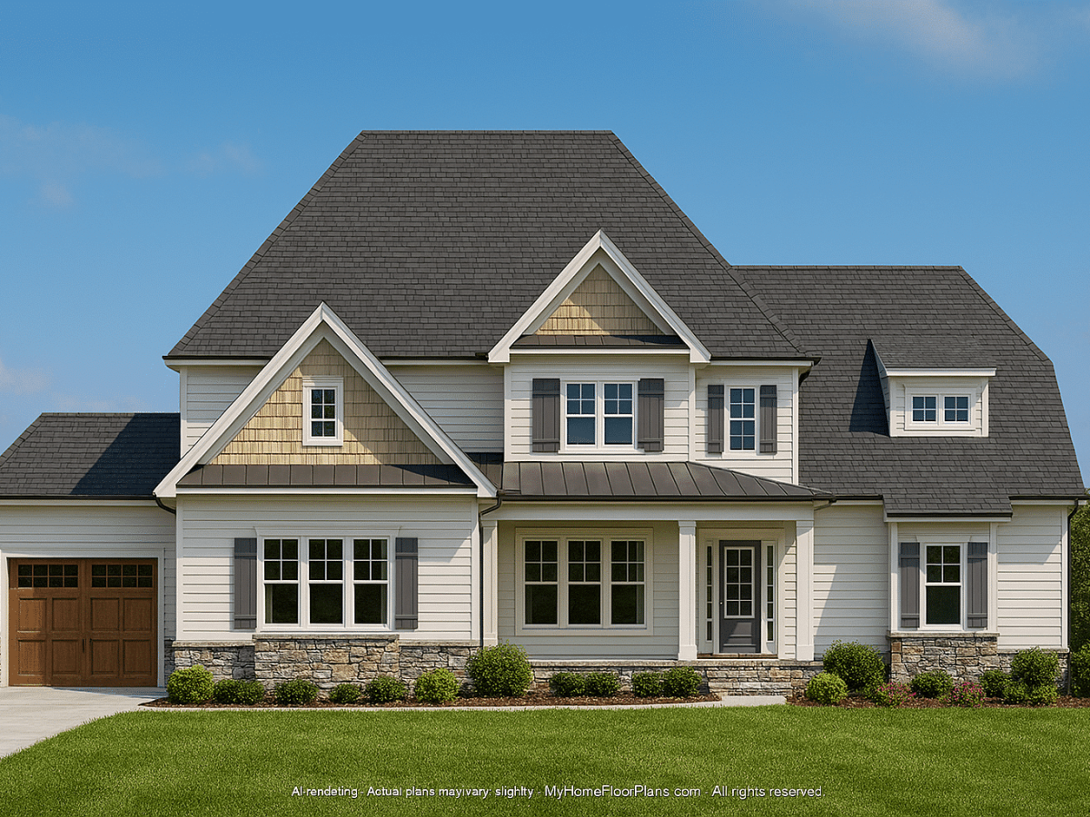Colonial Farmhouse House Plan with 5+ Baths and Bonus Room