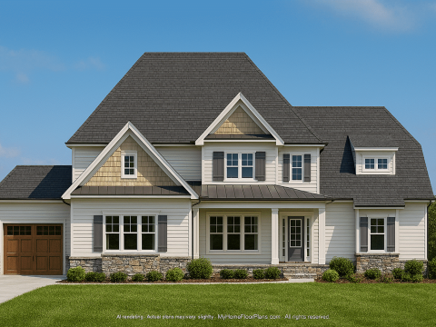 Colonial Farmhouse House Plan with 5+ Baths and Bonus Room