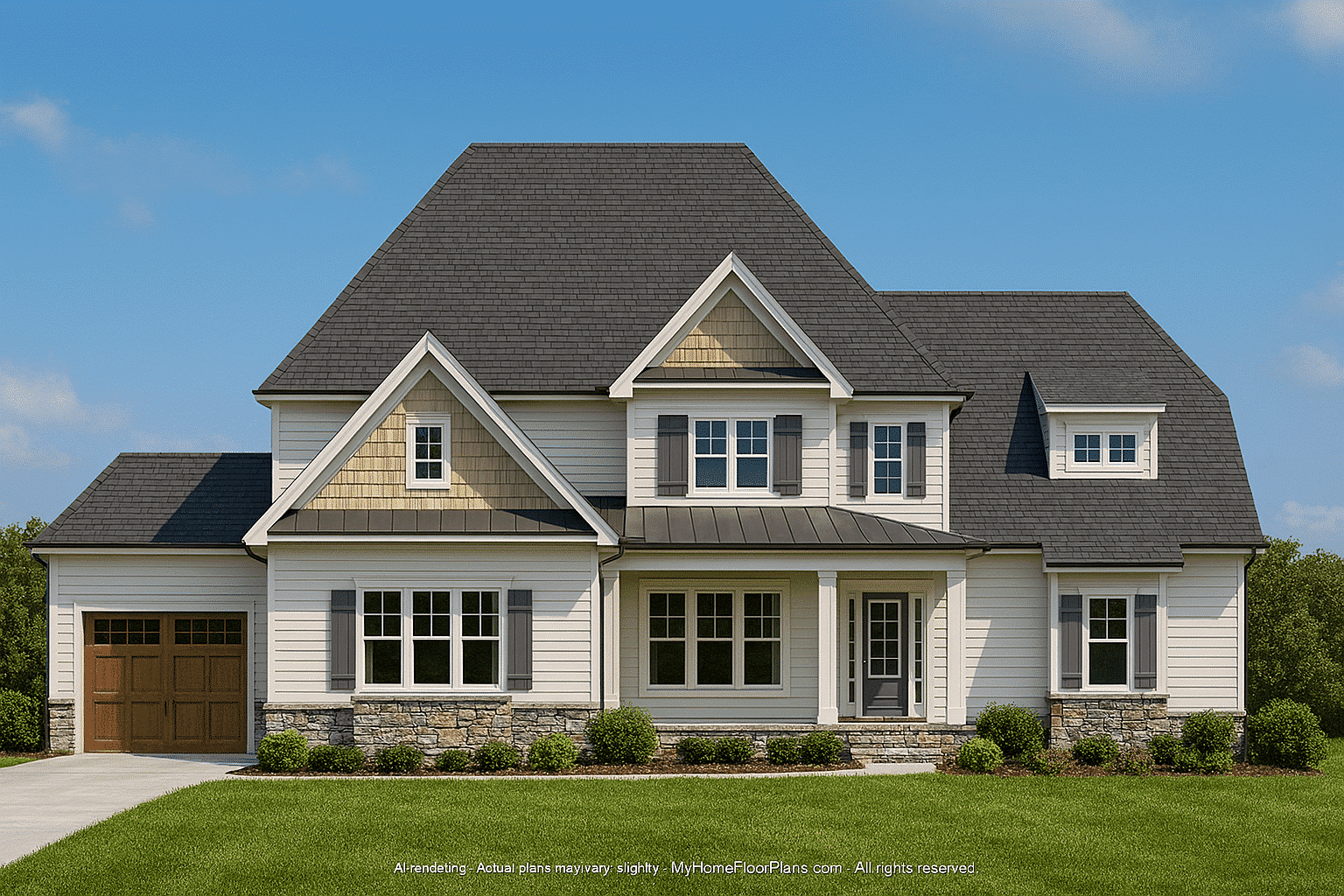 Colonial Farmhouse House Plan with 5+ Baths and Bonus Room