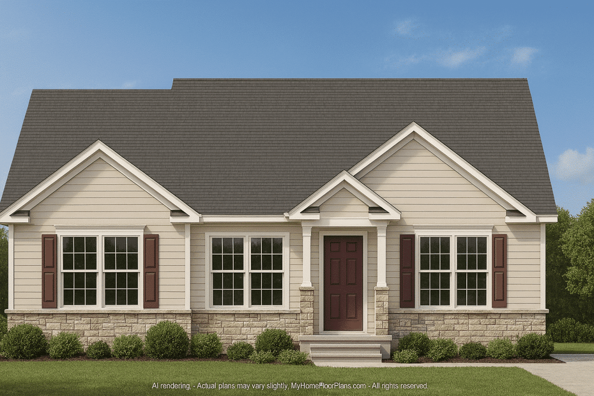 Cozy 3-Bedroom Single-Story House Plan with Walk-In Closet & Outdoor Patio