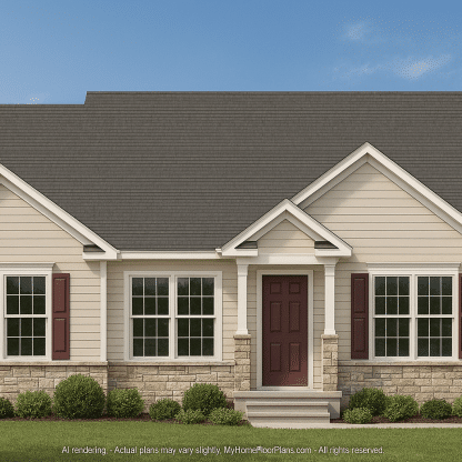 Cozy 3-Bedroom Single-Story House Plan with Walk-In Closet & Outdoor Patio