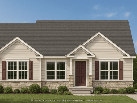 Cozy 3-Bedroom Single-Story House Plan with Walk-In Closet & Outdoor Patio