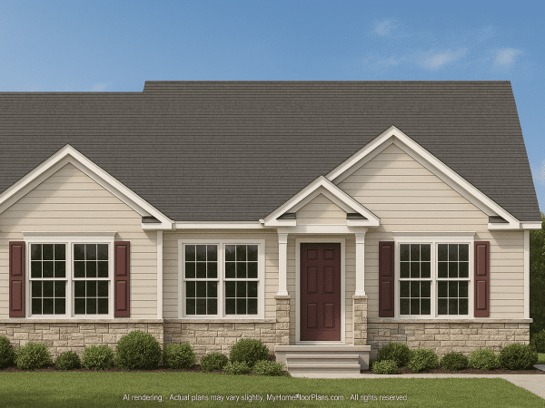 Cozy 3-Bedroom Single-Story House Plan with Walk-In Closet & Outdoor Patio