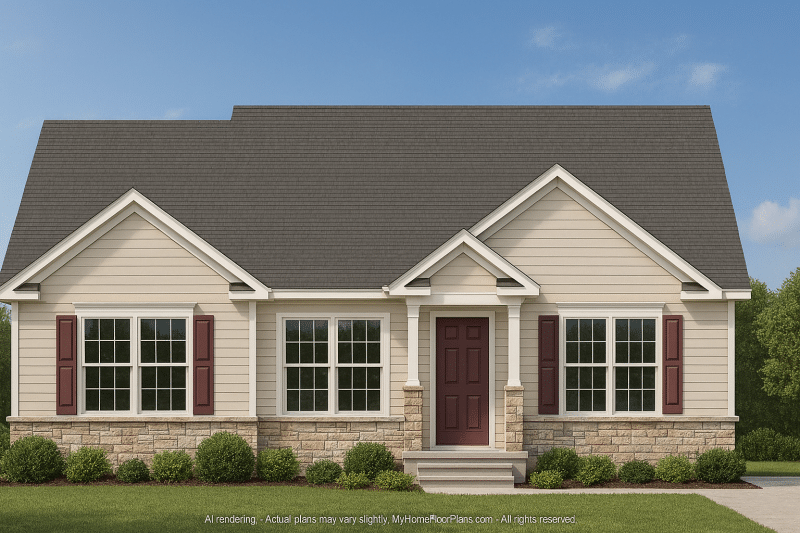 Cozy 3-Bedroom Single-Story House Plan with Walk-In Closet & Outdoor Patio