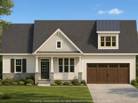 Craftsman Home Floor Plan with 4 Bedrooms & 2-Car Garage