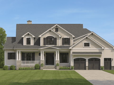 Craftsman Home Plan with 2 Floors and Spacious Designs