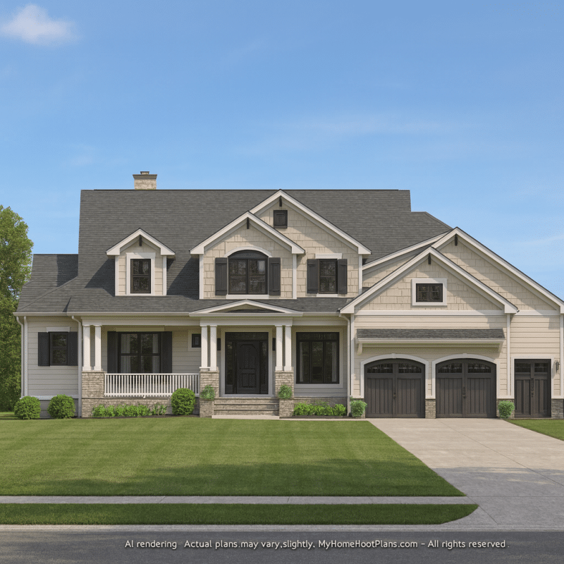 Craftsman Home Plan with 2 Floors and Spacious Designs