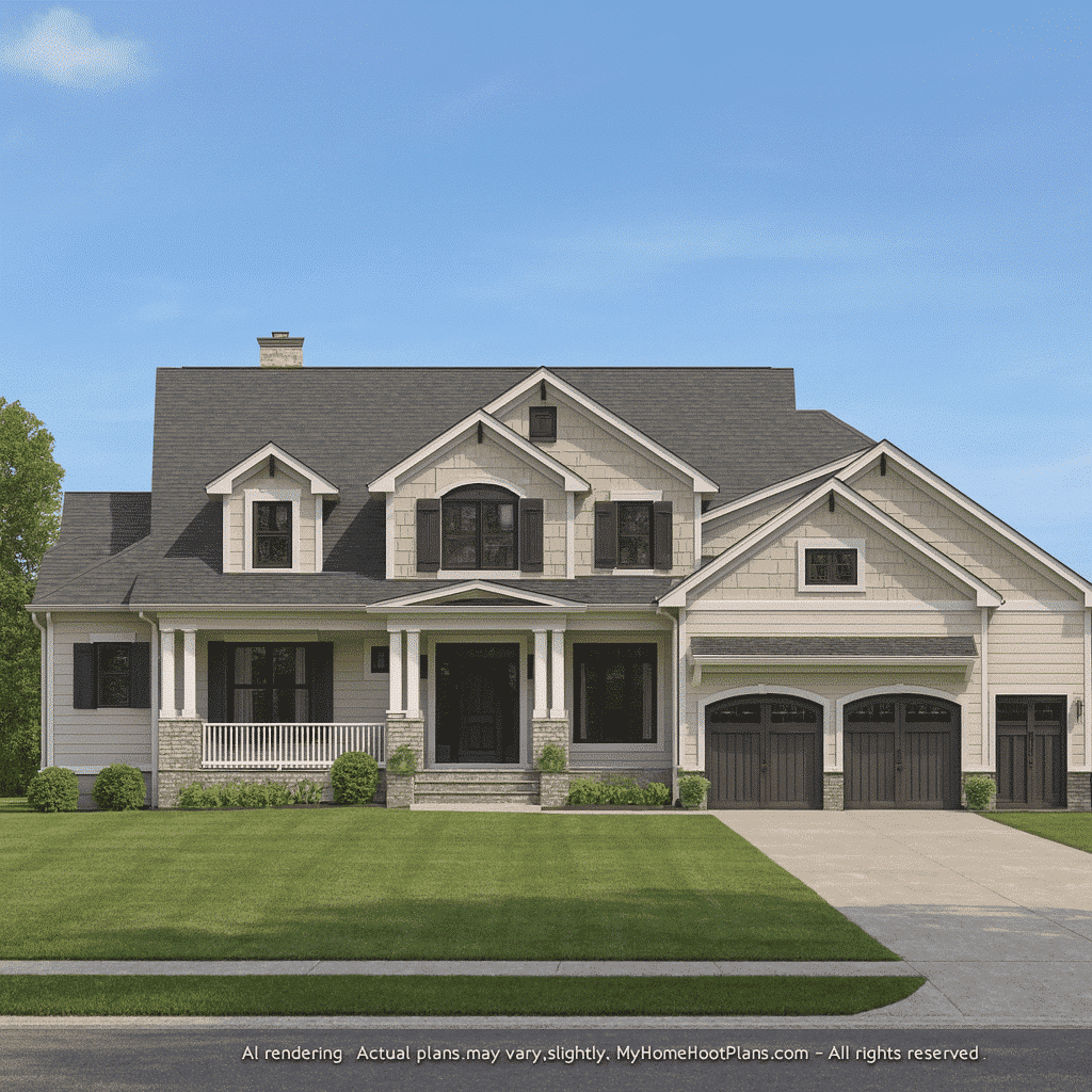 Craftsman Home Plan with 2 Floors and Spacious Designs