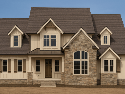 Craftsman Home Plan with Open Floor Layout & Vaulted Ceilings