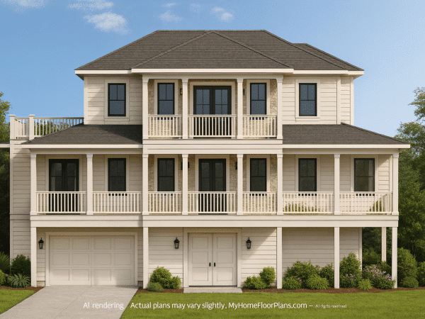 Craftsman Ranch Home Plan with 5 Bedrooms and Open Floor Layout