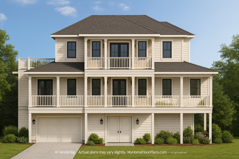 Craftsman Ranch Home Plan with 5 Bedrooms and Open Floor Layout