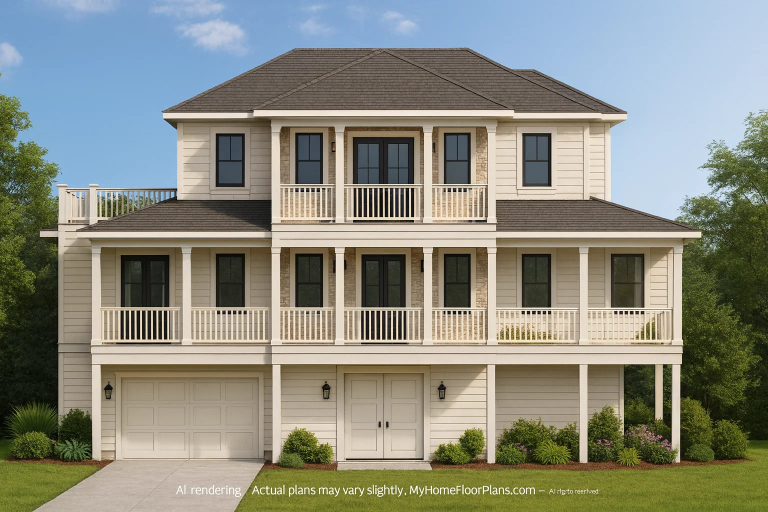 Craftsman Ranch Home Plan with 5 Bedrooms and Open Floor Layout