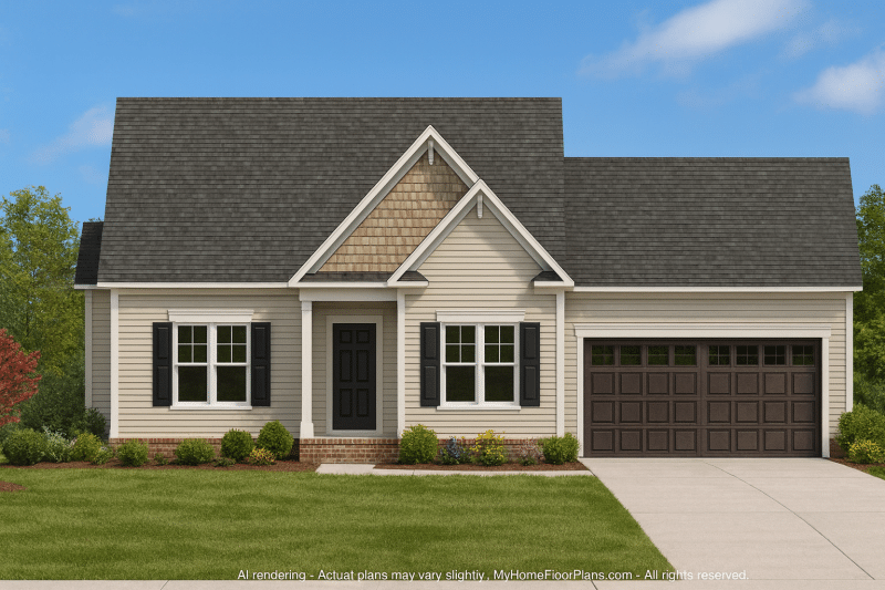 Custom Home Plan with 3 Bedrooms, Vaulted Ceilings & Functional Floor Design