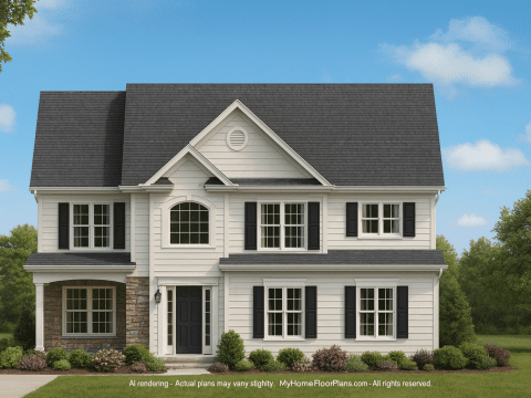 Customizable 2-Story Home Plan with Brick Exterior and Bonus Room