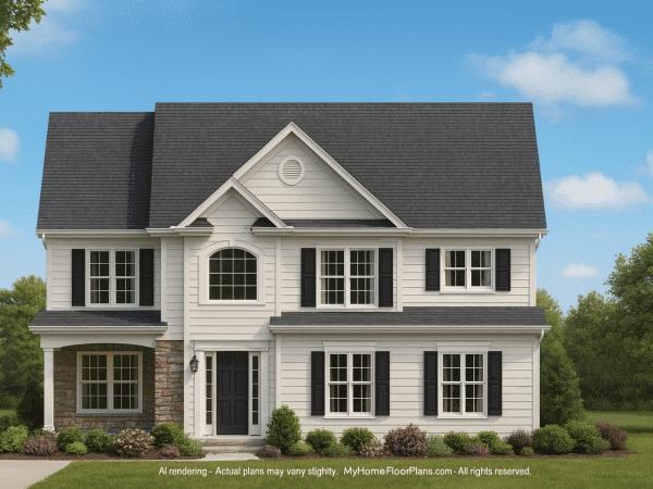 Customizable 2-Story Home Plan with Brick Exterior and Bonus Room