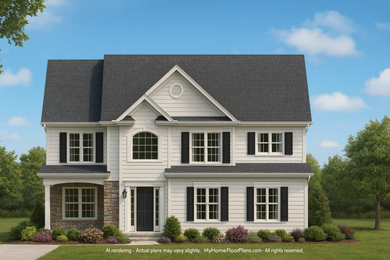 Customizable 2-Story Home Plan with Brick Exterior and Bonus Room