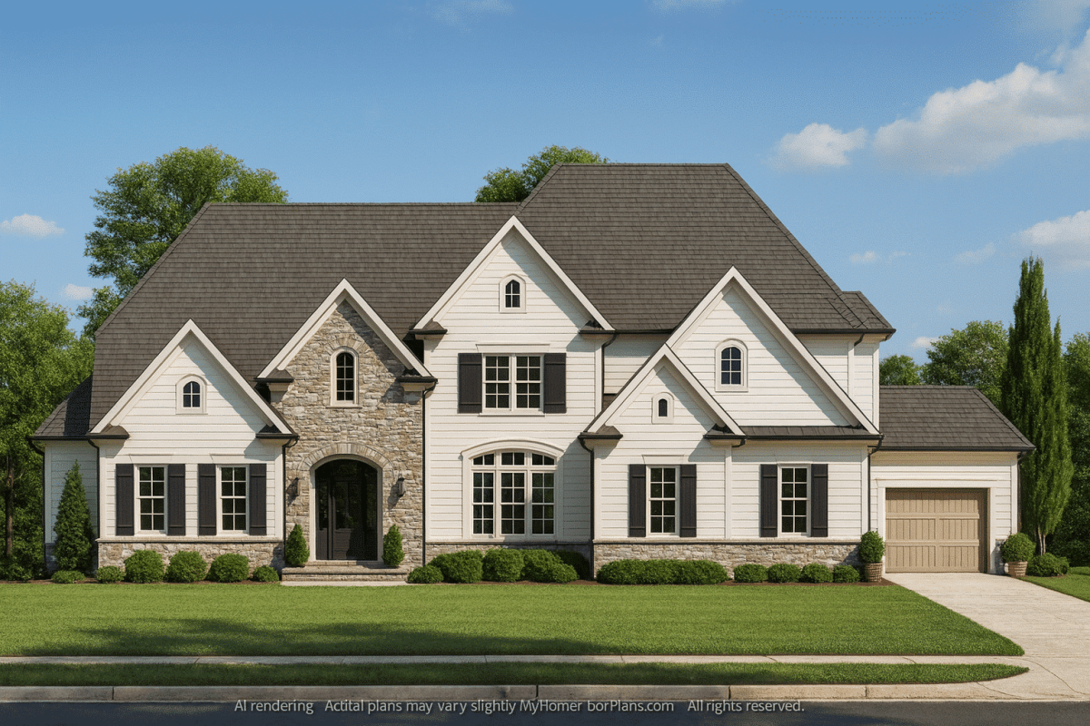Elegant 2-Story House Plan with 5 Bedrooms & Flexible CAD Design