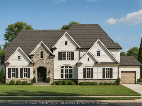 Elegant 2-Story House Plan with 5 Bedrooms & Flexible CAD Design