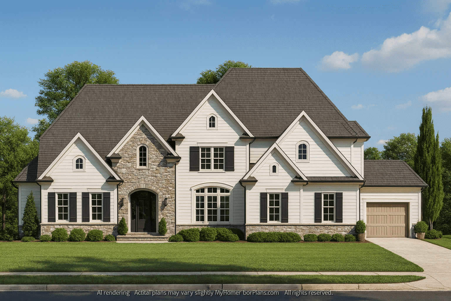 Elegant 2-Story House Plan with 5 Bedrooms & Flexible CAD Design