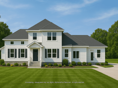 Elegant 2-Story House Plan with Craftsman-Inspired Architecture