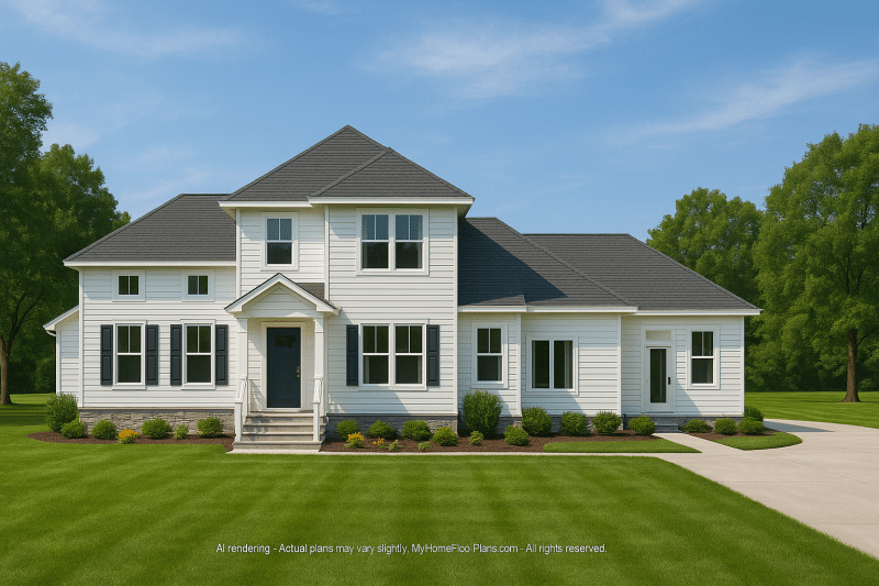 Elegant 2-Story House Plan with Craftsman-Inspired Architecture