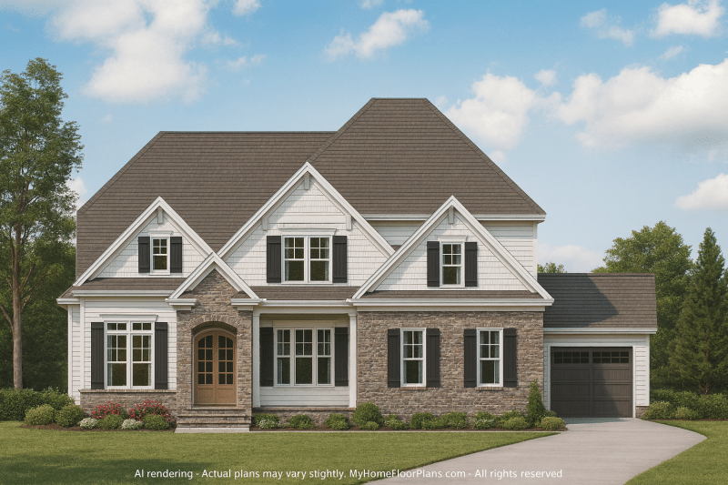 Elegant 2-Story House Plan with Traditional Design & 5 Bedrooms